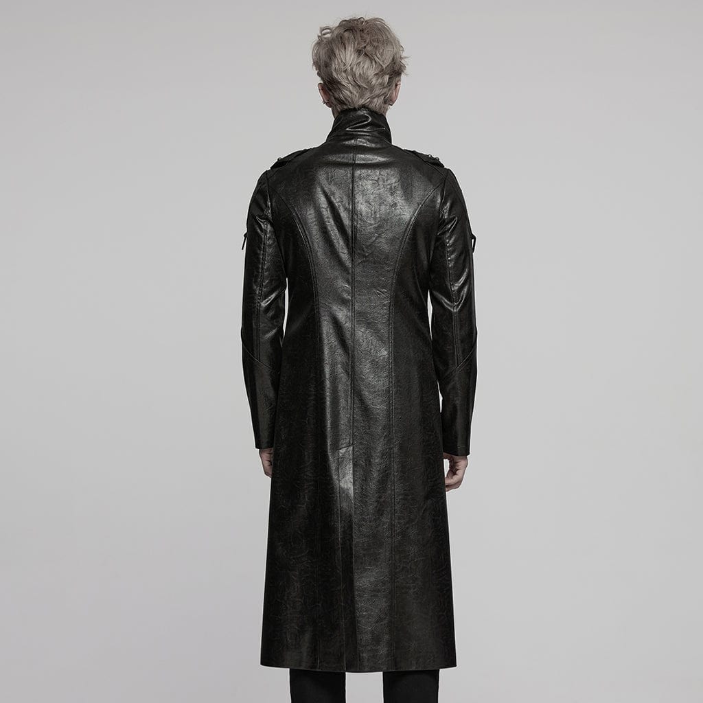 Wasteland Commander Faux Leather Coat detail view