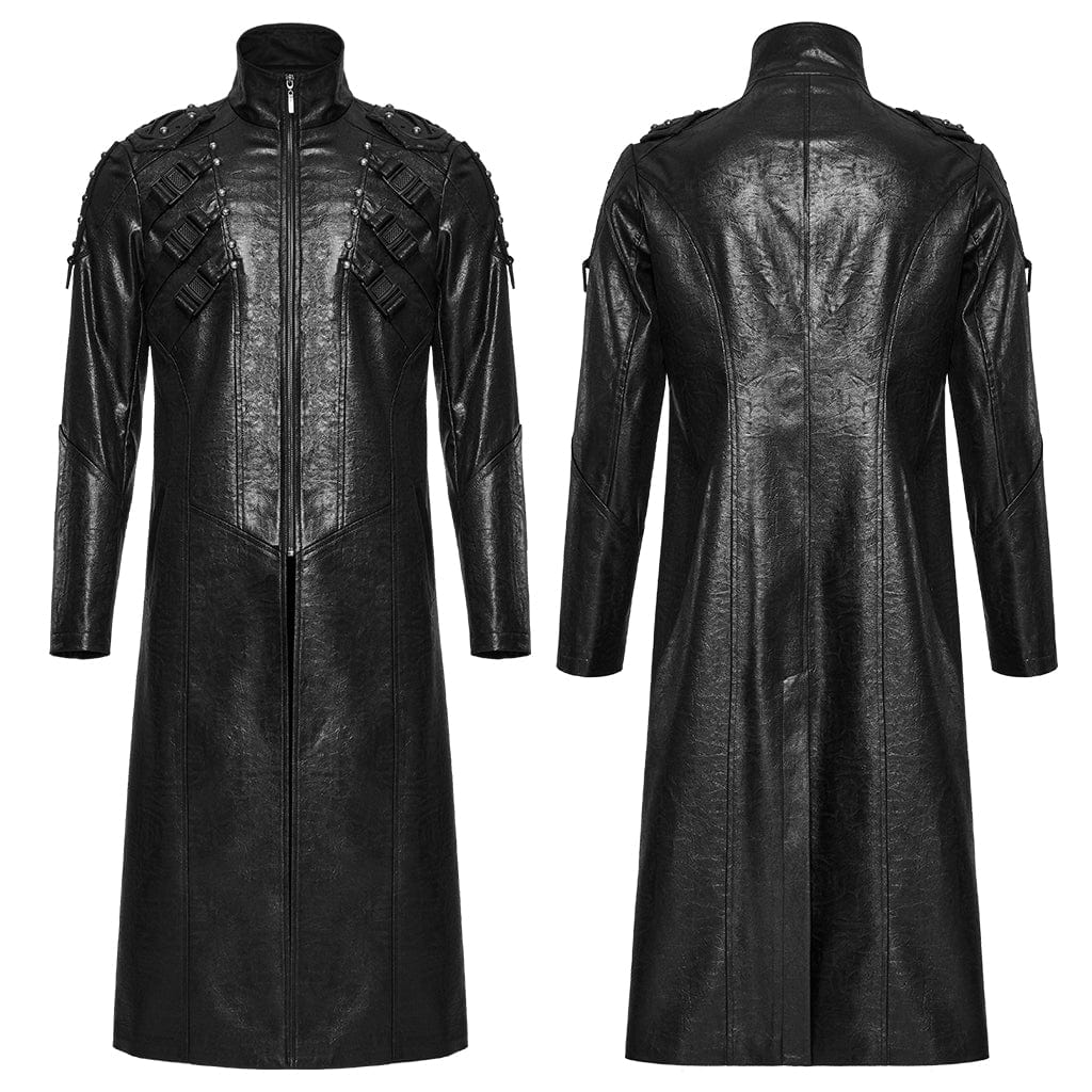 Wasteland Commander Faux Leather Coat detail view