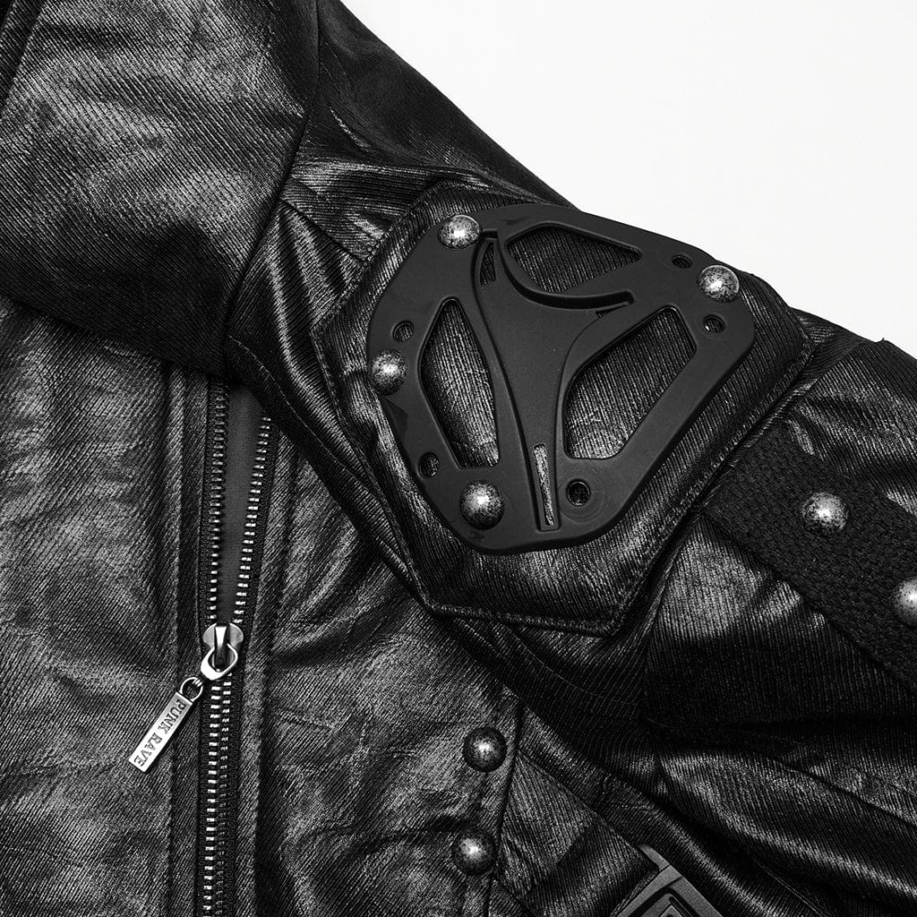 Wasteland Commander Faux Leather Coat detail view
