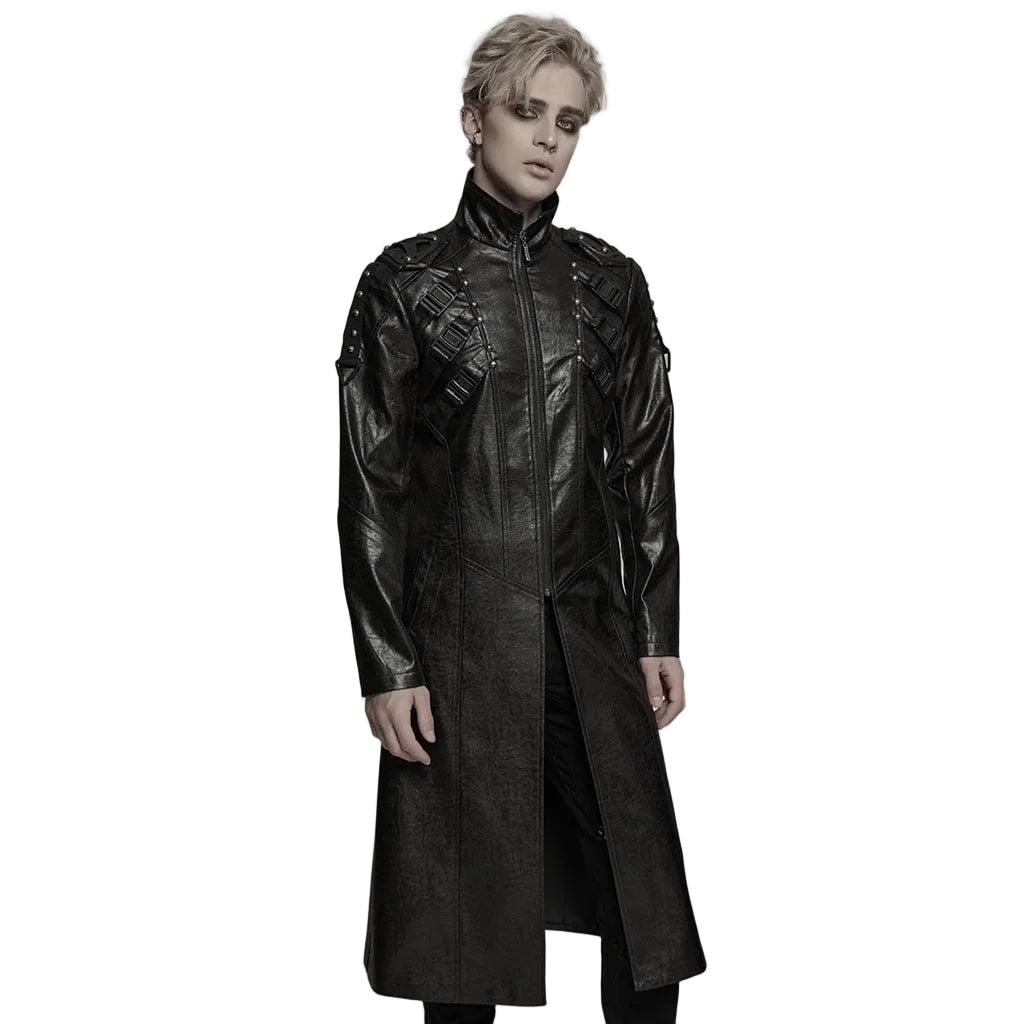 Wasteland Commander Faux Leather Coat detail view