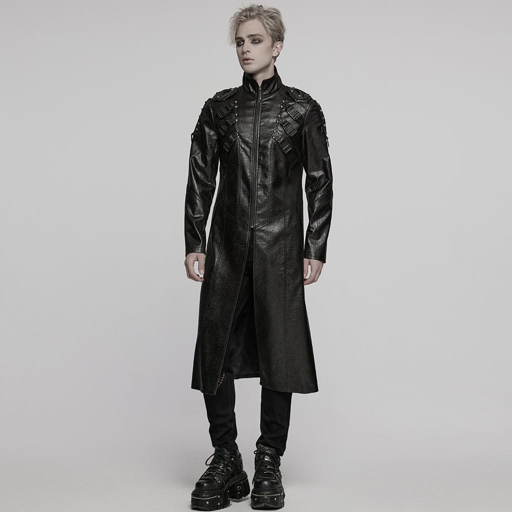 Wasteland Commander Faux Leather Coat detail view