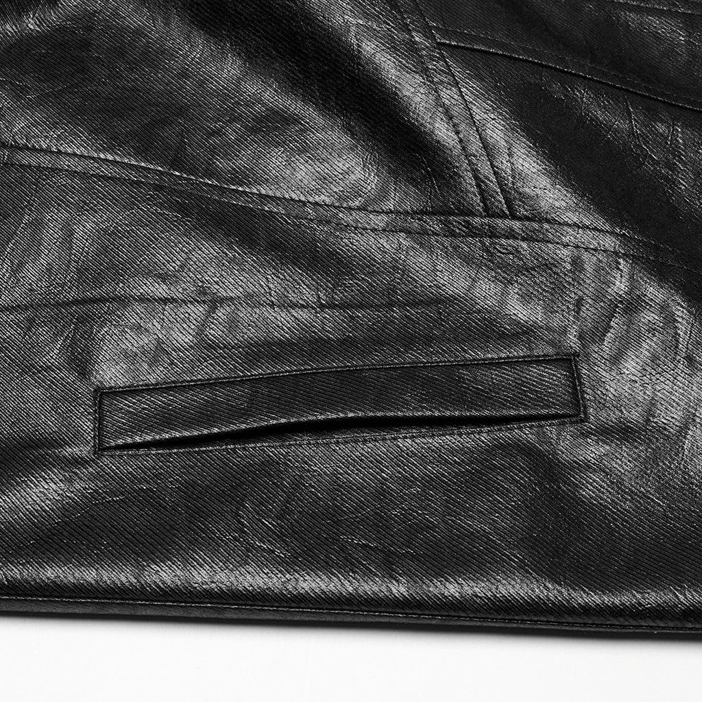 Wasteland Commander Faux Leather Coat detail view