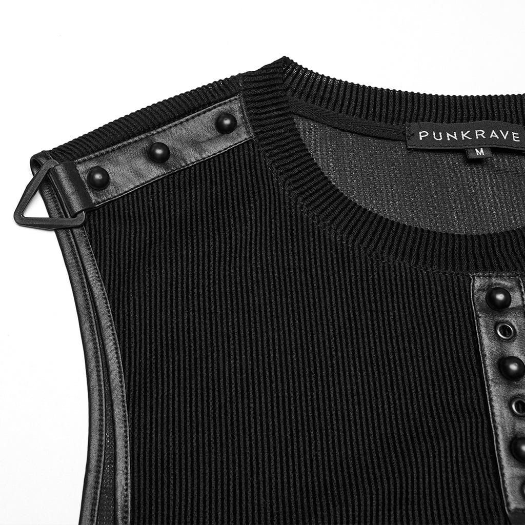 Black Static Sheer Mesh Vest detail view