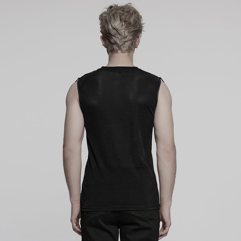 Black Static Sheer Mesh Vest detail view