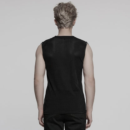 Black Static Sheer Mesh Vest detail view