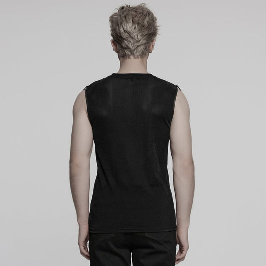 Black Static Sheer Mesh Vest detail view