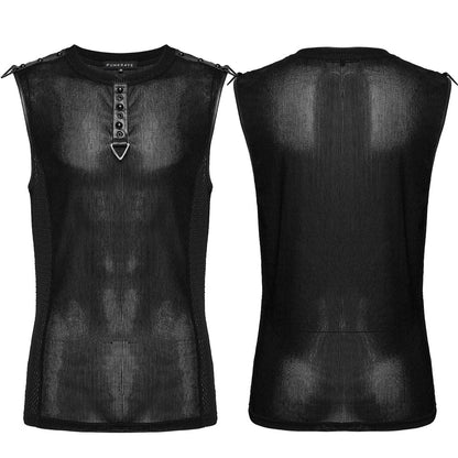Black Static Sheer Mesh Vest detail view
