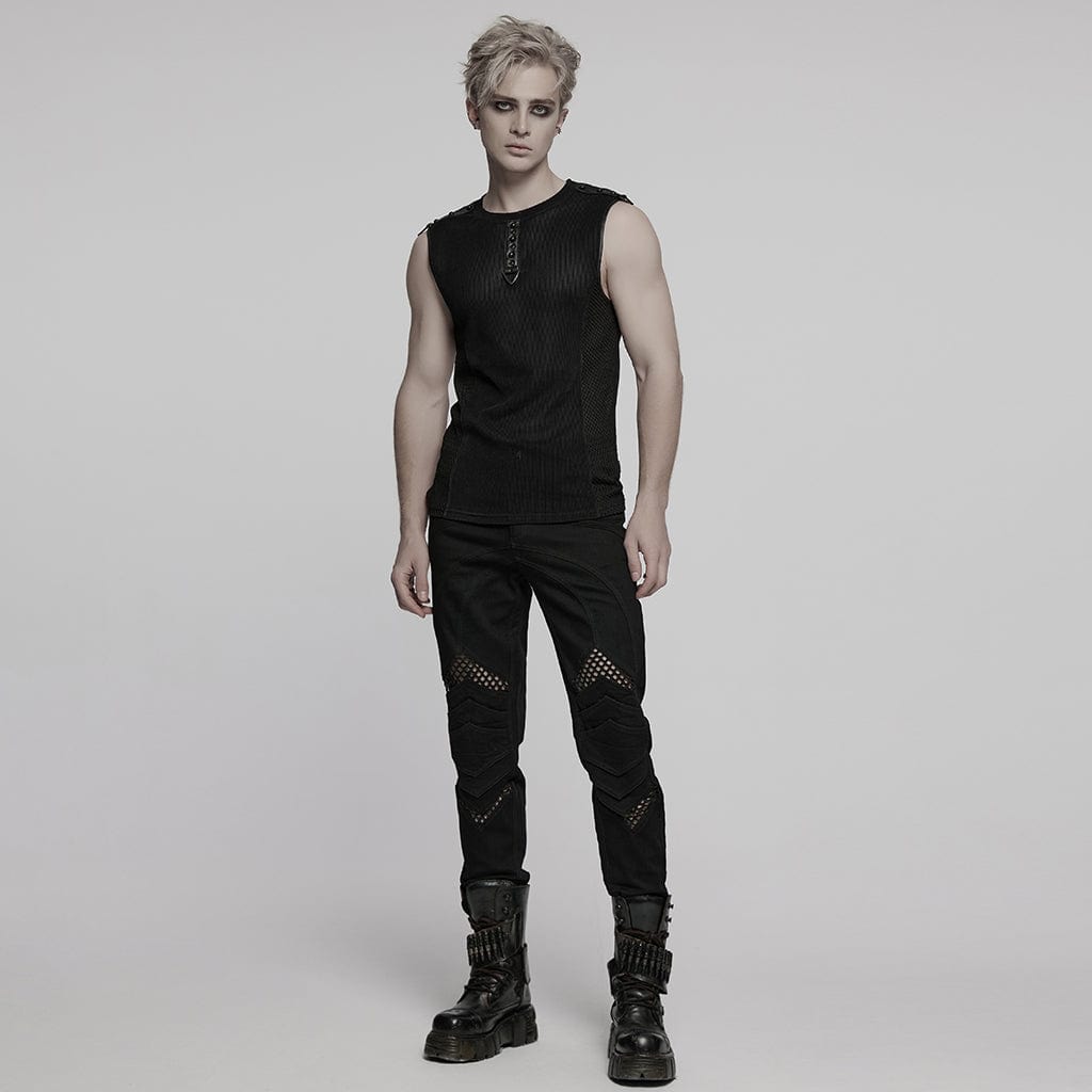 Black Static Sheer Mesh Vest detail view