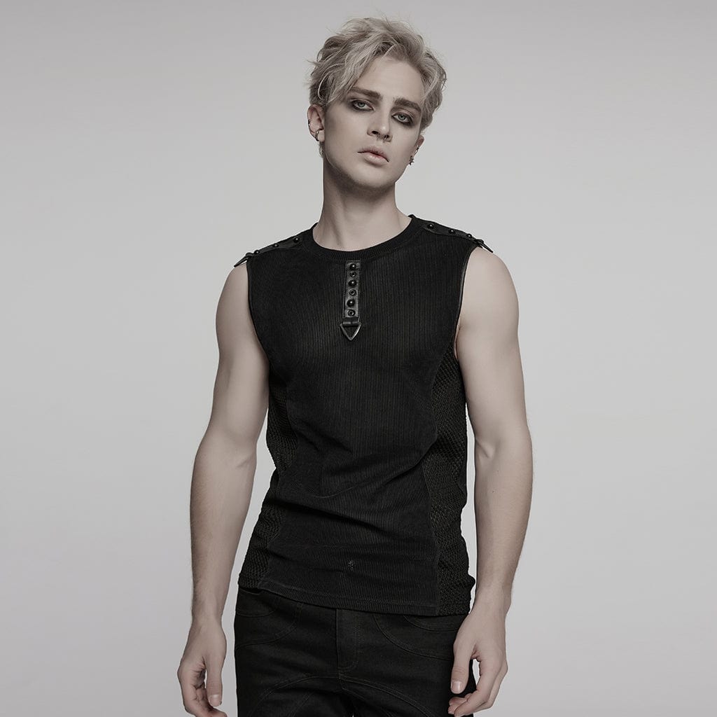 Black Static Sheer Mesh Vest front view