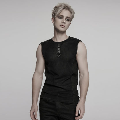 Black Static Sheer Mesh Vest front view