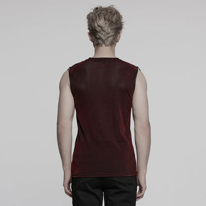 Red Static Sheer Mesh Vest detail view