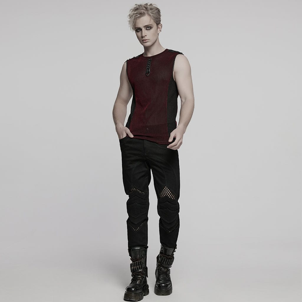 Red Static Sheer Mesh Vest detail view