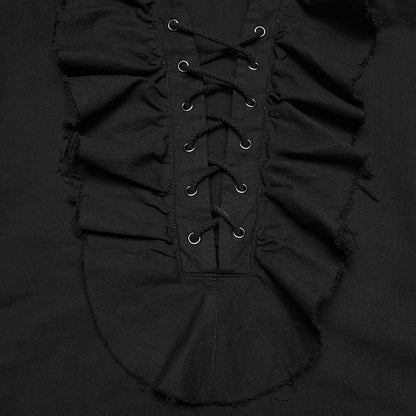 Midnight Court Ruffled Lace-Up Shirt