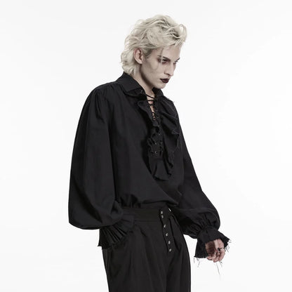 Midnight Court Ruffled Lace-Up Shirt