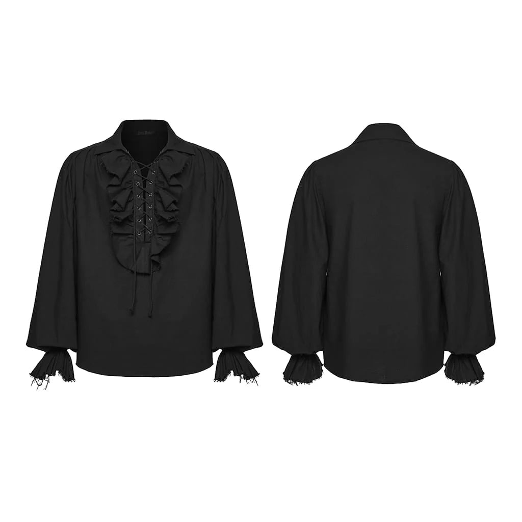 Midnight Court Ruffled Lace-Up Shirt