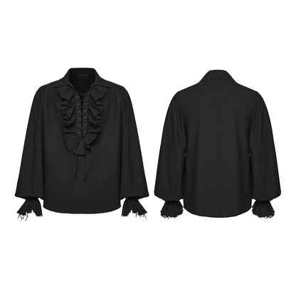 Midnight Court Ruffled Lace-Up Shirt