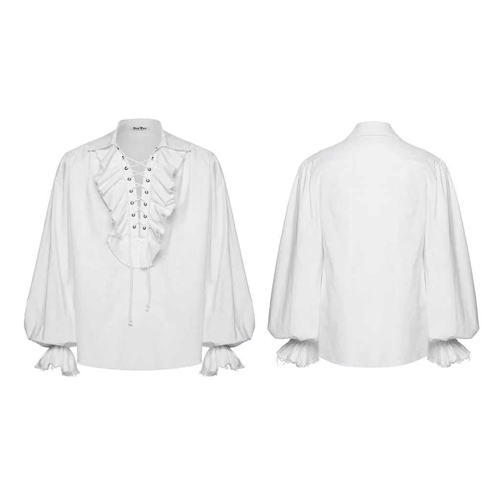Midnight Court Ruffled Lace-Up Shirt