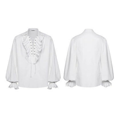 Midnight Court Ruffled Lace-Up Shirt