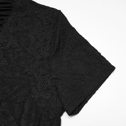 Mourning Choir Ruched Lace Top