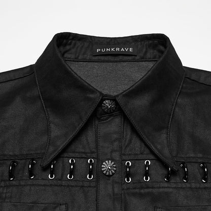 Chain Reaction Ring-Collar Shirt detail view
