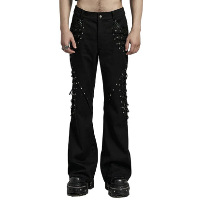 Black Signal Mesh Flare Pants front view