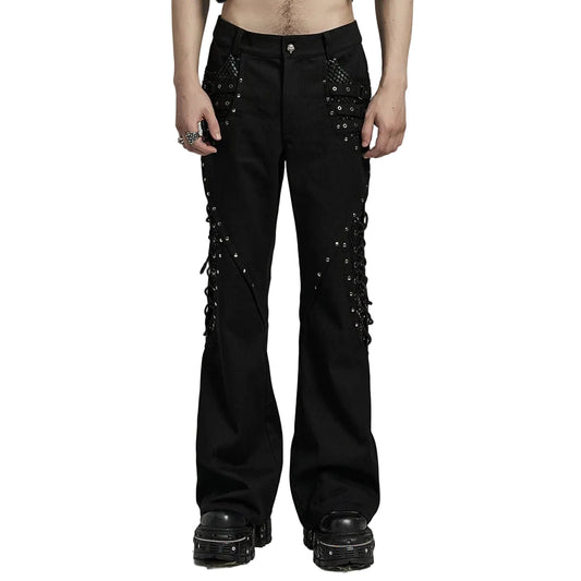 Black Signal Mesh Flare Pants front view