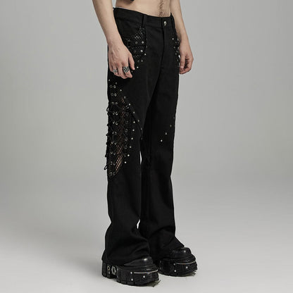 Black Signal Mesh Flare Pants detail view