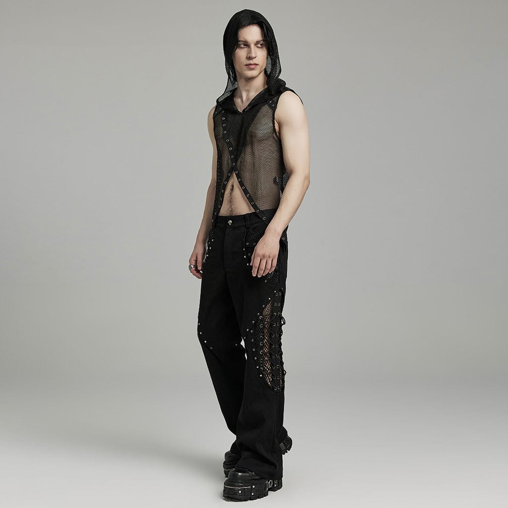 Black Signal Mesh Flare Pants detail view