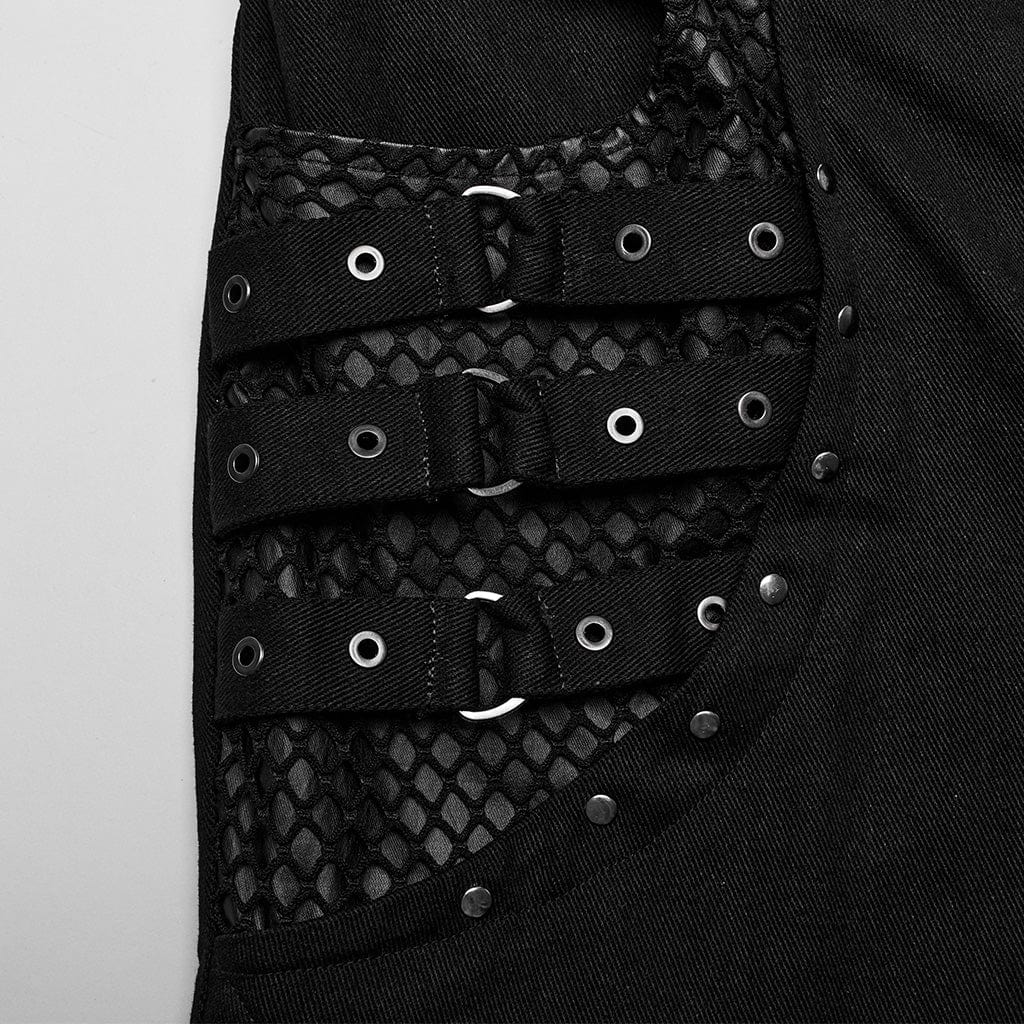 Black Signal Mesh Flare Pants detail view