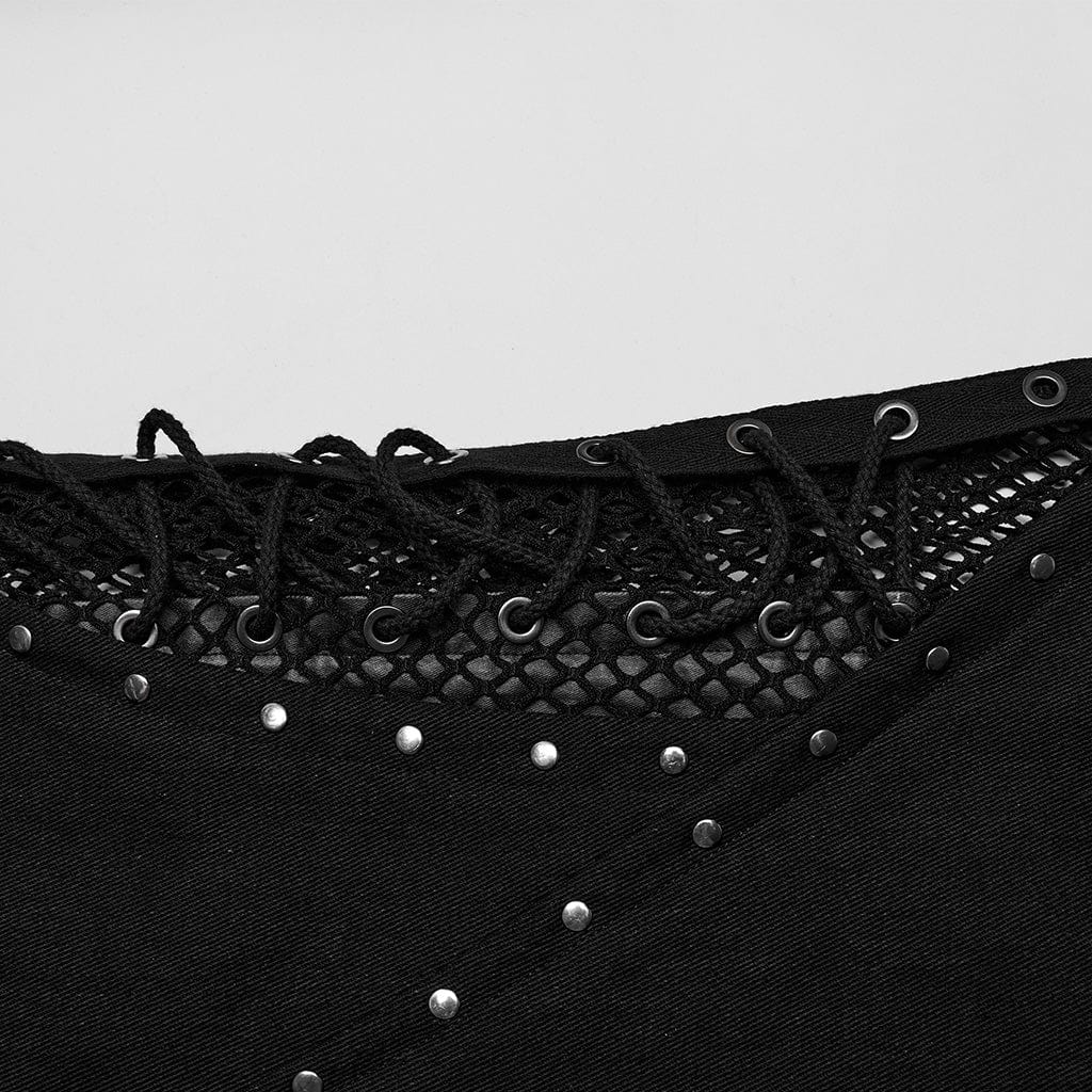 Black Signal Mesh Flare Pants detail view