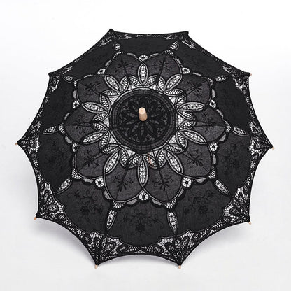 Black Garden Floral-Lace Parasol detail view