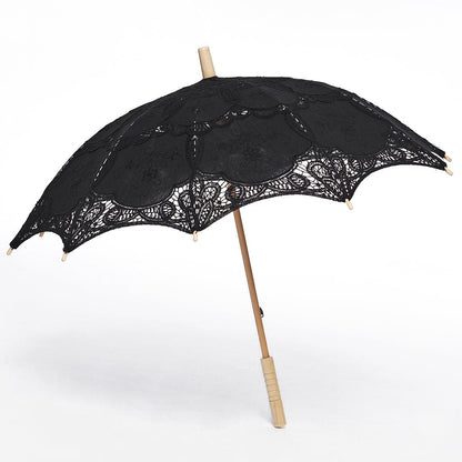Black Garden Floral-Lace Parasol detail view
