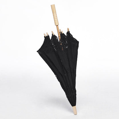 Black Garden Floral-Lace Parasol detail view