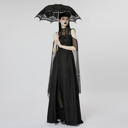 Black Garden Floral-Lace Parasol detail view