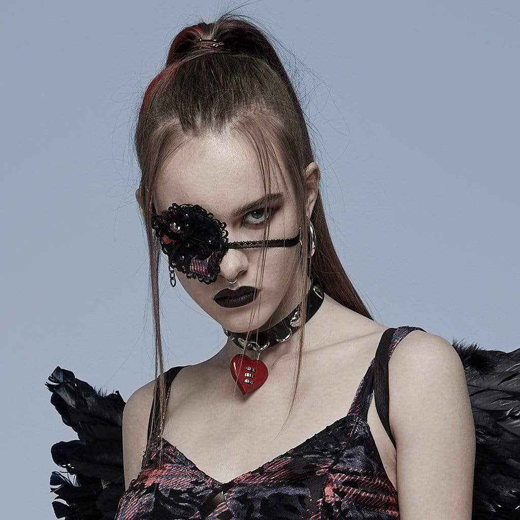 Bleeding Heart Skull Lace Mask detail view