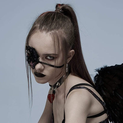Bleeding Heart Skull Lace Mask detail view