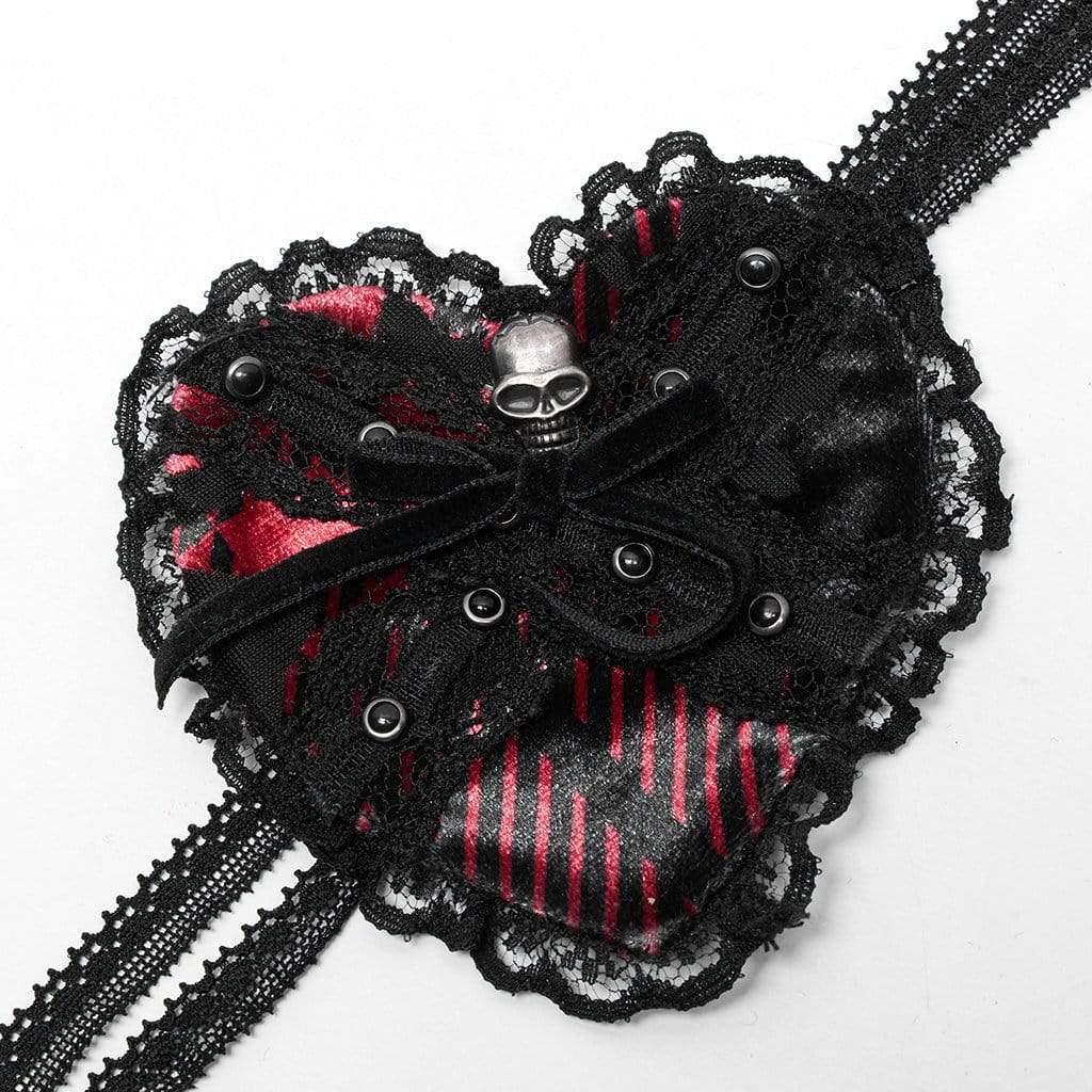 Bleeding Heart Skull Lace Mask detail view