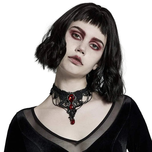 Crimson Vow Lace Choker