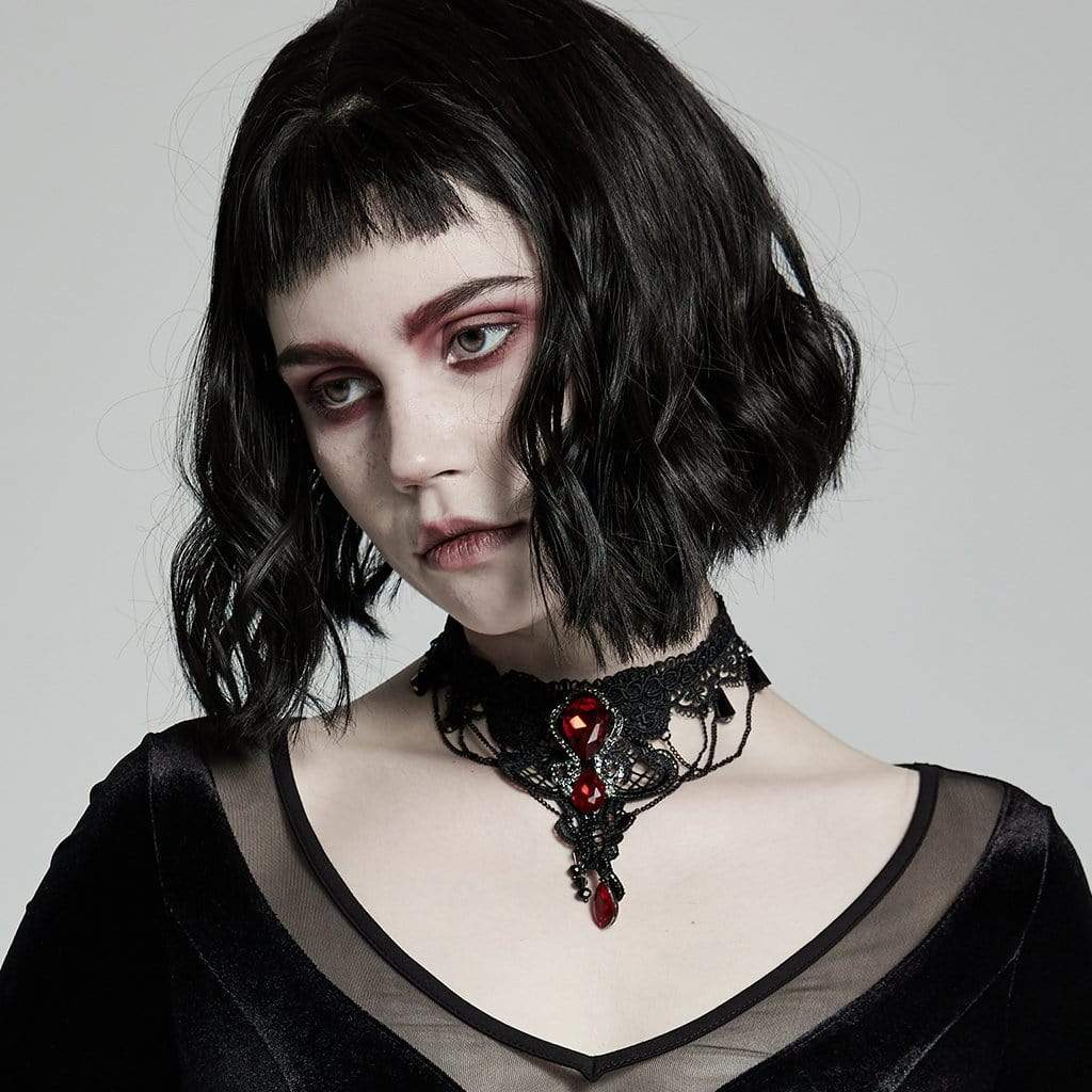 Crimson Vow Lace Choker