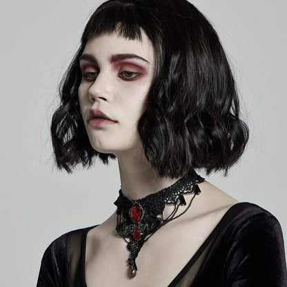 Crimson Vow Lace Choker