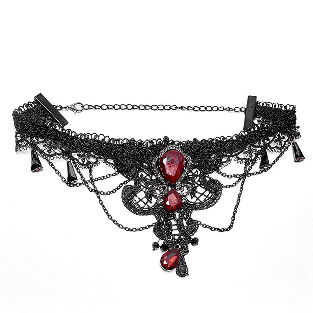 Crimson Vow Lace Choker