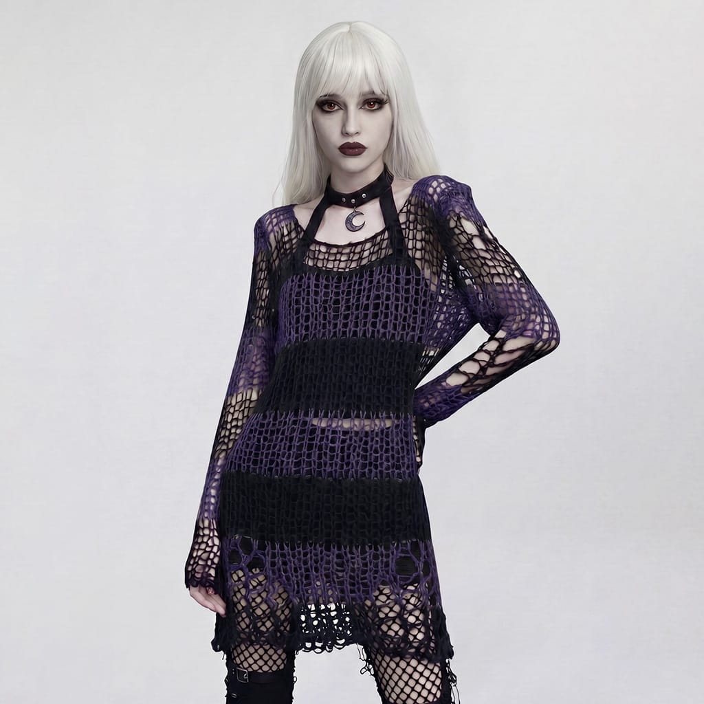 Decayed Veil Sheer Pullover Sweater front view