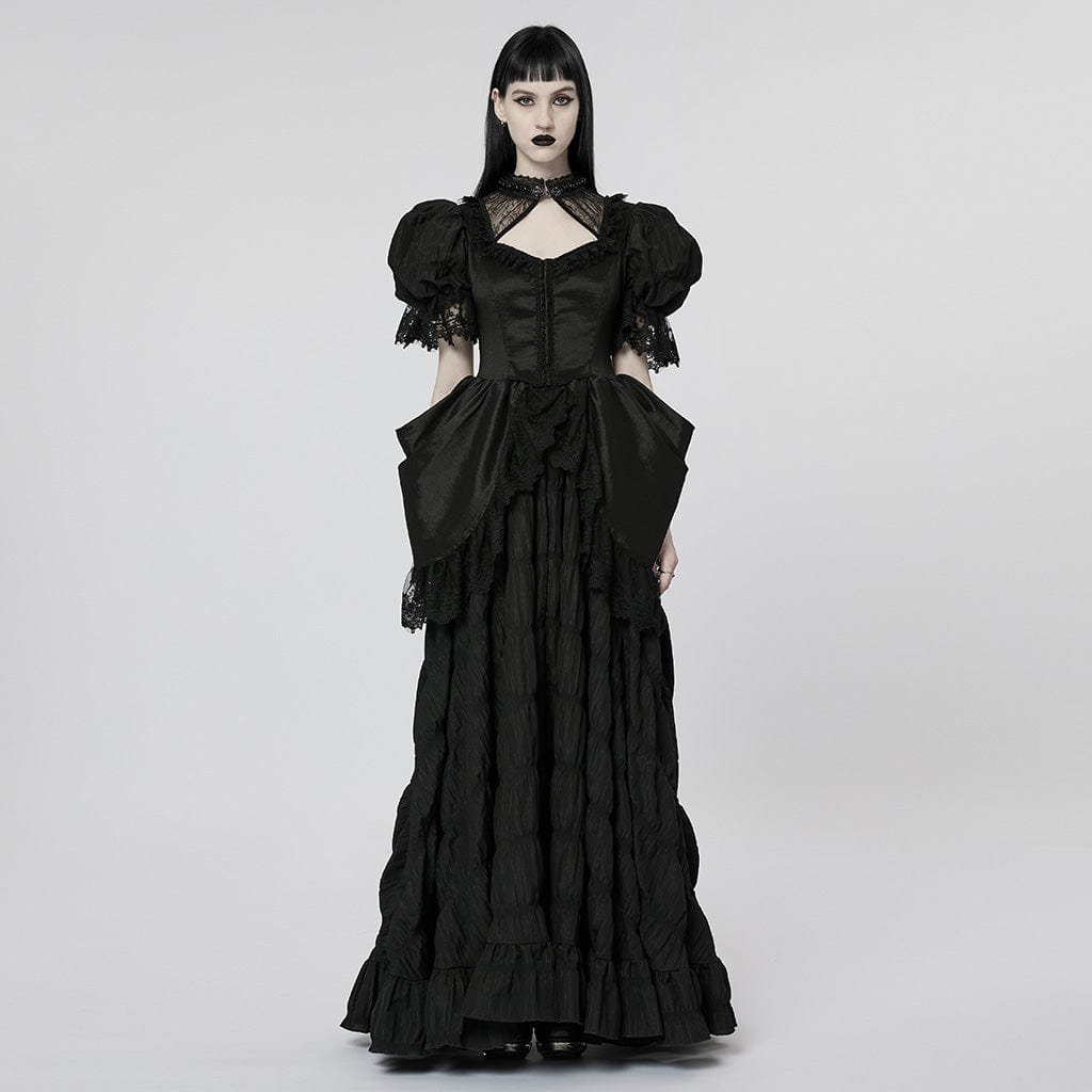 Raven Cathedral Ruffled Wedding Gown