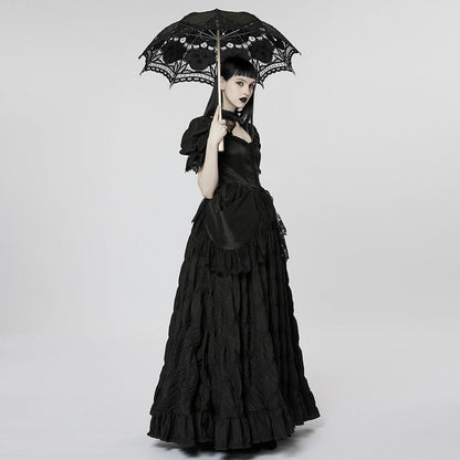 Raven Cathedral Ruffled Wedding Gown