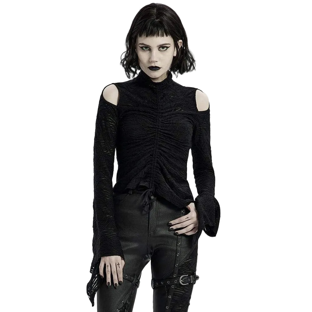 Hollow Cathedral Cutout Flare-Sleeve Top front view