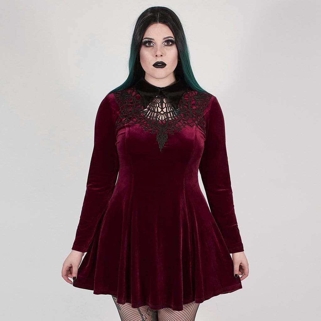 Scarlet Court Collared Velvet Dress 1