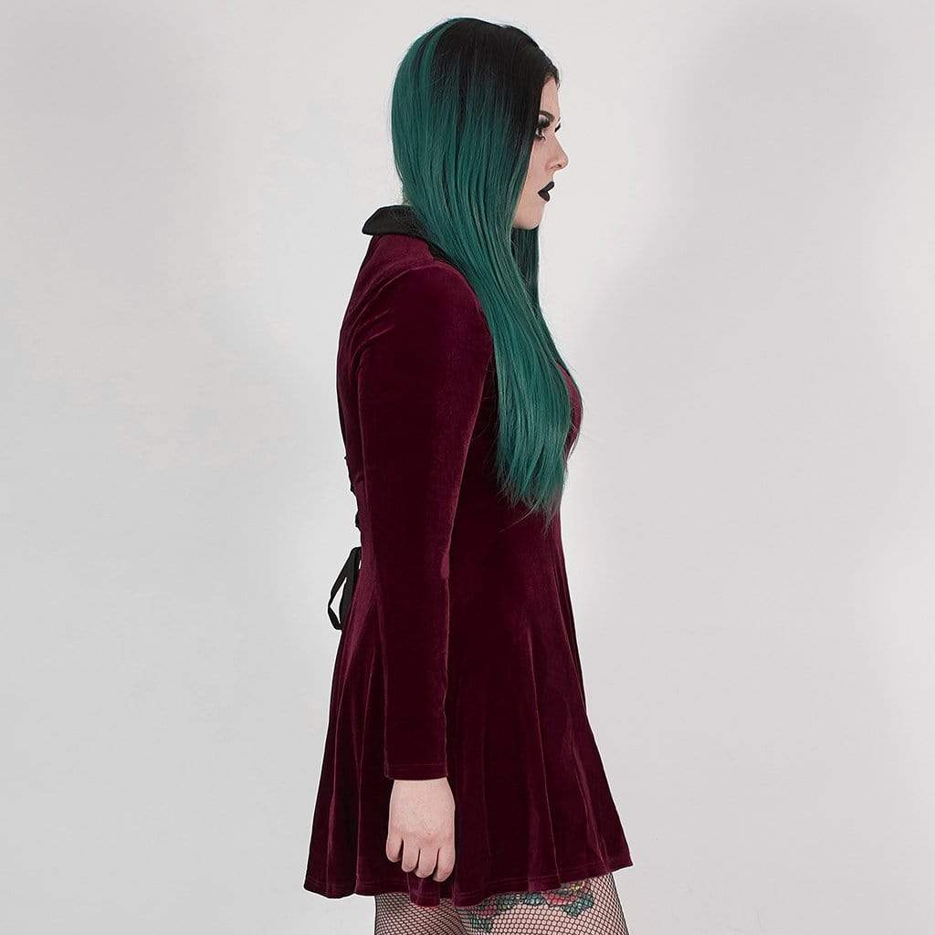 Scarlet Court Collared Velvet Dress 3