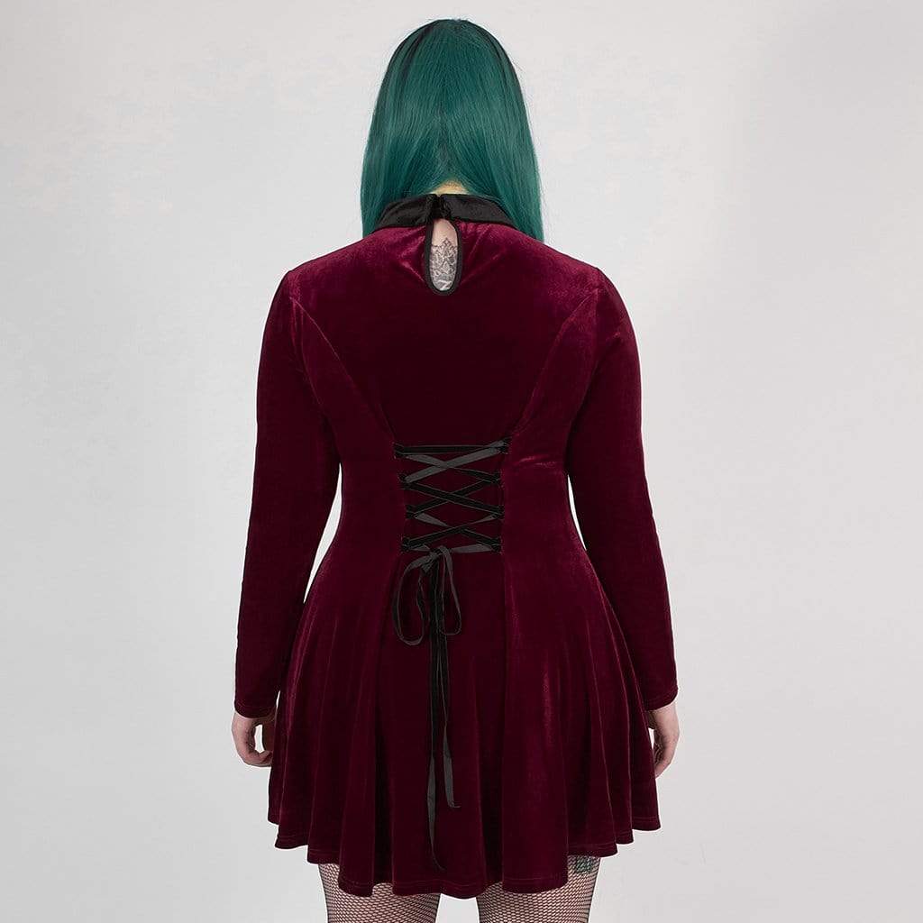 Scarlet Court Collared Velvet Dress 4