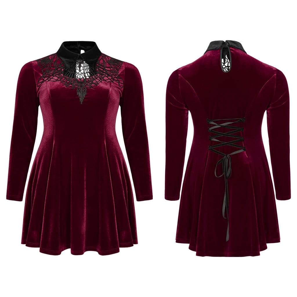 Scarlet Court Collared Velvet Dress 5