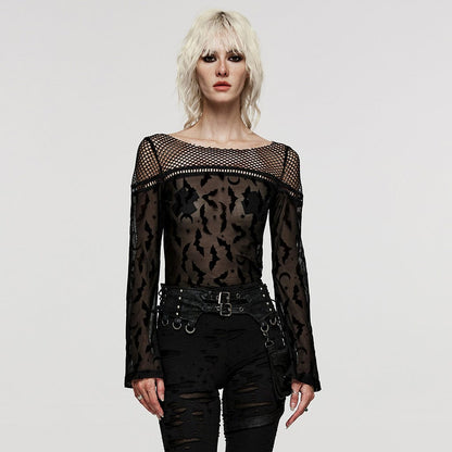 Midnight Swarm Bat Mesh Shirt